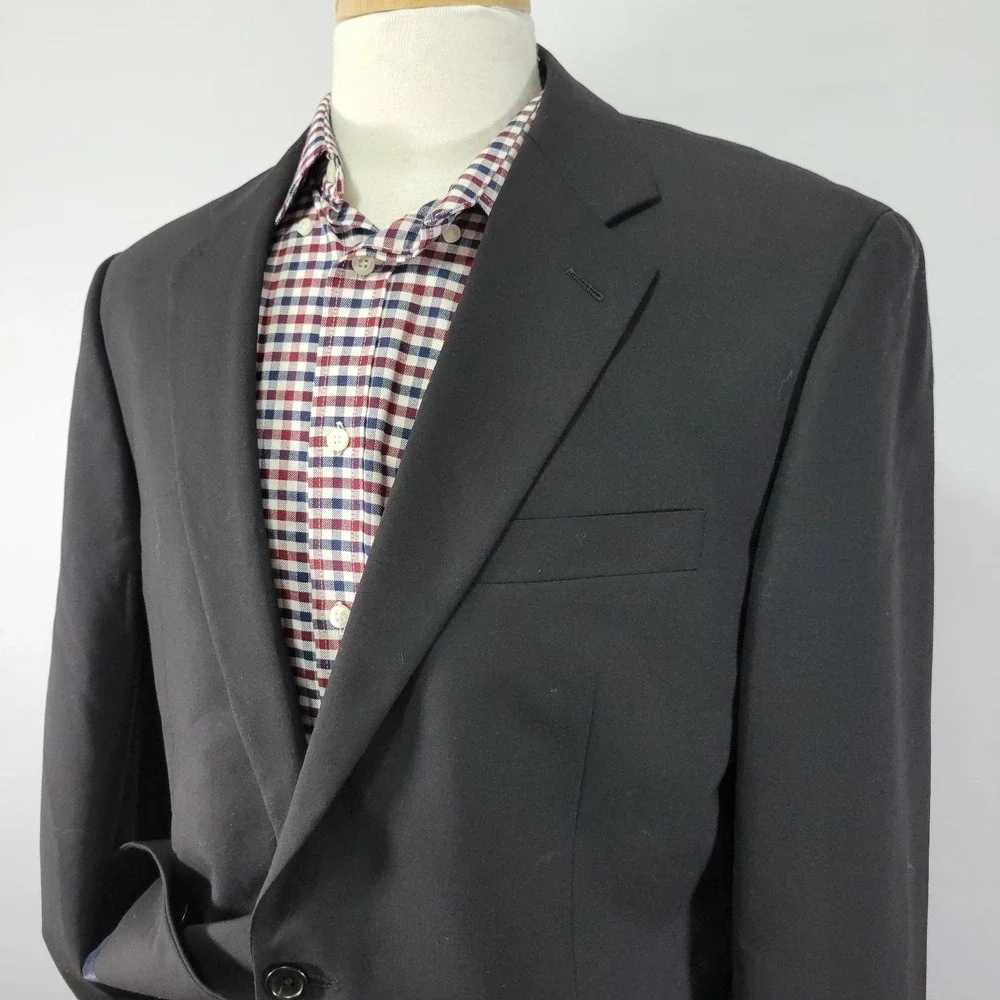 Nautica Men's Sport Coat Blazer Two Button Solid Black‎ Wool Size 40L